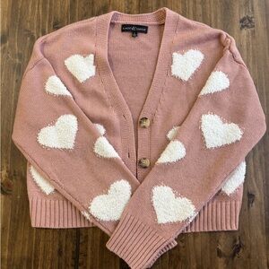 Blush Cardigan with Hearts